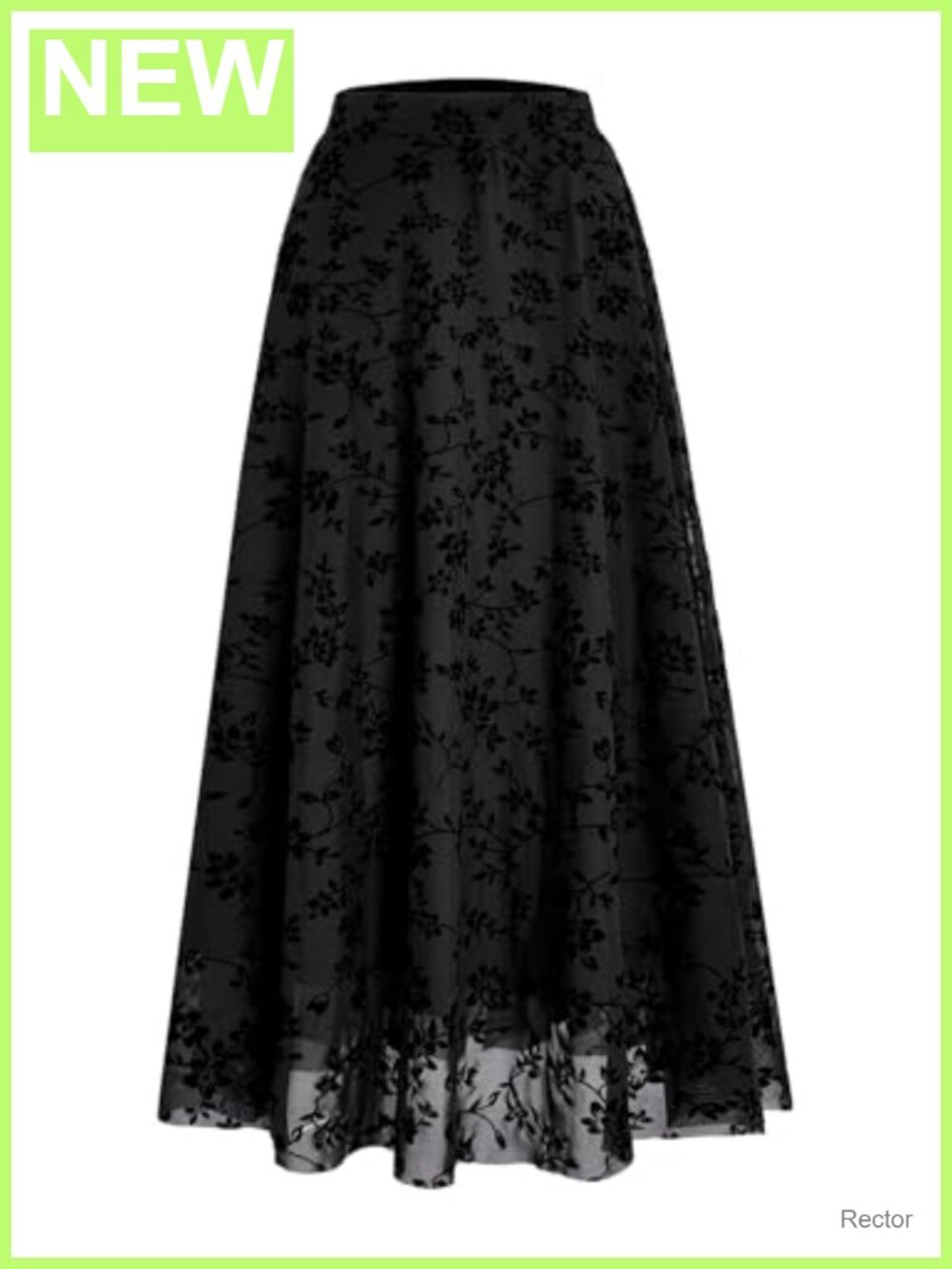 Verdusa Y2K Boho Floral Ruffle Mesh Maxi Skirt High Waist A-Line